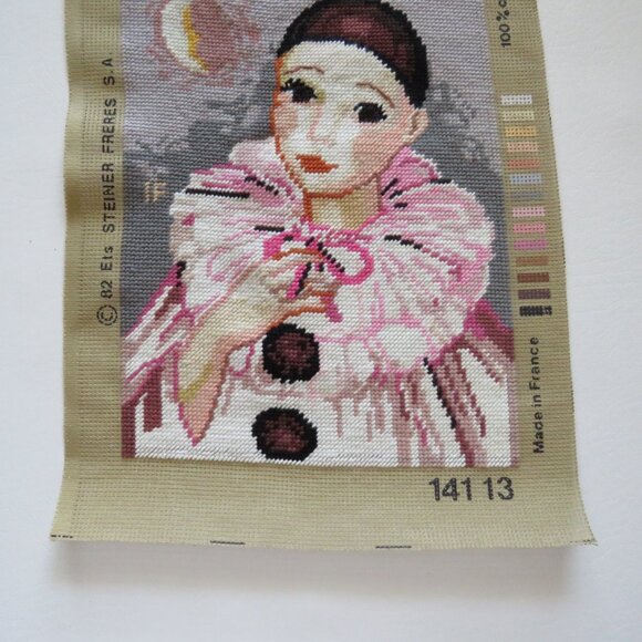 Pierrot Royal Paris Steiner Freres #14113 Vintage French Needlepoint Completed - Picture 3 of 5